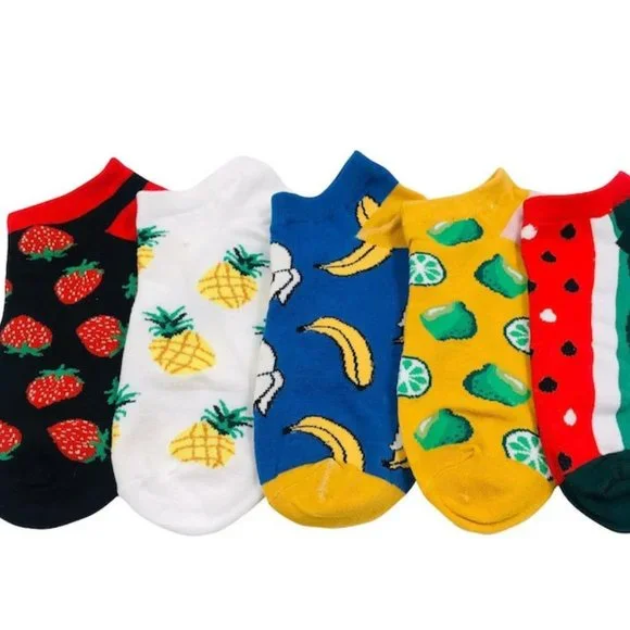 5 Pairs Women Girl Fruit Socks|Ankle Socks|Low Cut Socks - Picture 2 of 2